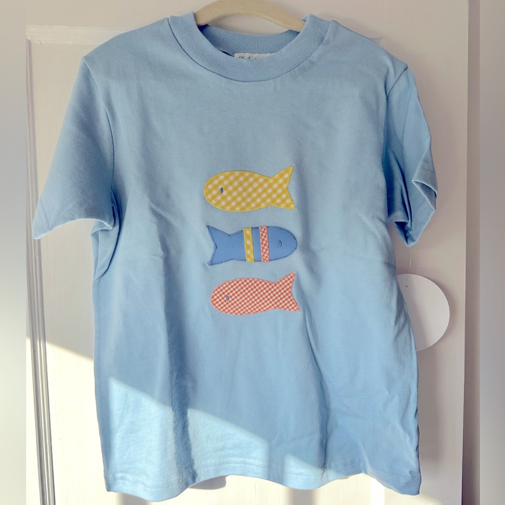 NWT Boys Light Blue with Fish Long Sleeve Blue T Shirt, 5T